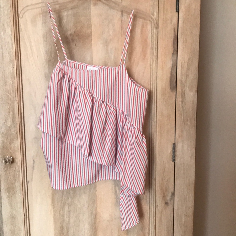 Abound Striped Tank with Ruffle Detail
